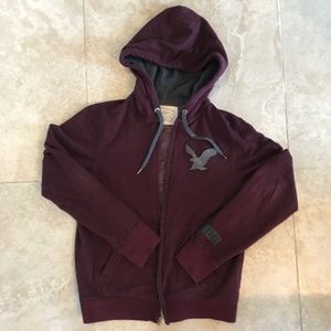 American Eagle Red / Burgundy Zip Hoodie Medium